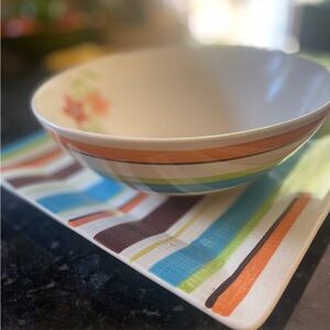 Vibrant Striped Bowl and platter